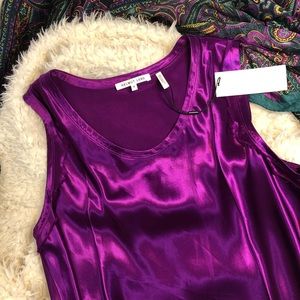 Helmet Lang | Ultraviolet Raw Edge Satin Tank
